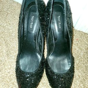 Black sequin heels